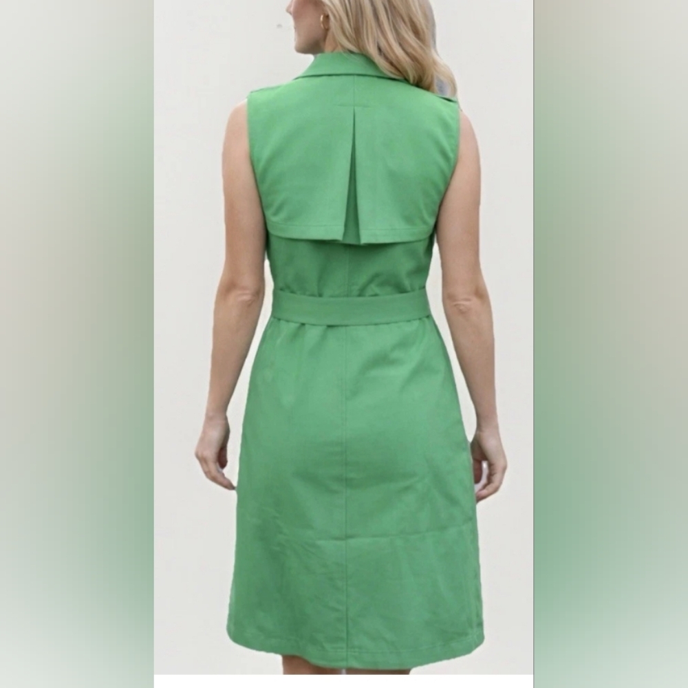G by Giuliana Black Labe Women'sl Belted Trench Dress w/Pockets Size M Green New - Picture 2 of 12